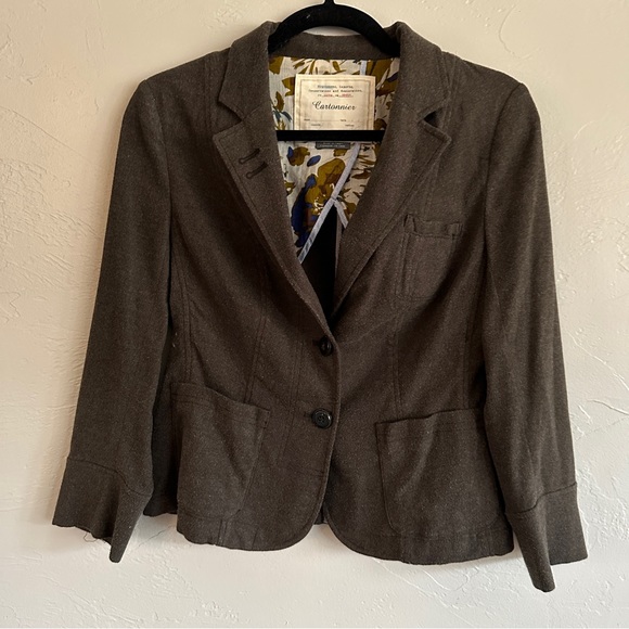 Anthropologie Cartonnier Felix Brown Felted Blazer - Picture 3 of 8